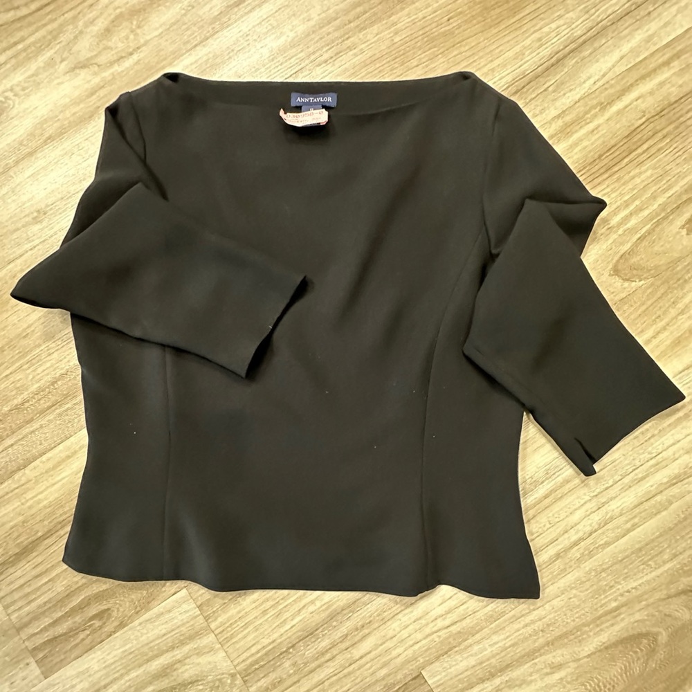 Ann Taylor Black Boat Neck Blouse